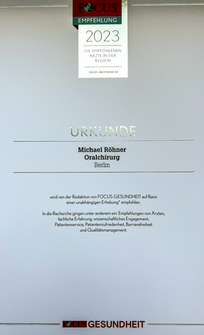 Michael Röhner, ausgezeichneter Oralchirurg Berlin